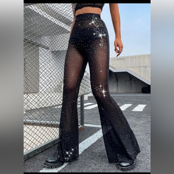 ICON Allover Print Flare Leg Mesh Pants - Picture 4 of 10